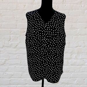 CHICO’S Black and White Polka Dot Sleeveless Top - Size L